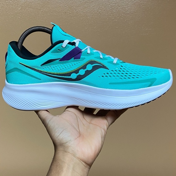 Saucony Ride 15 “Cool Mint Purple Volt Black White” Size 10.5 - Picture 10 of 17